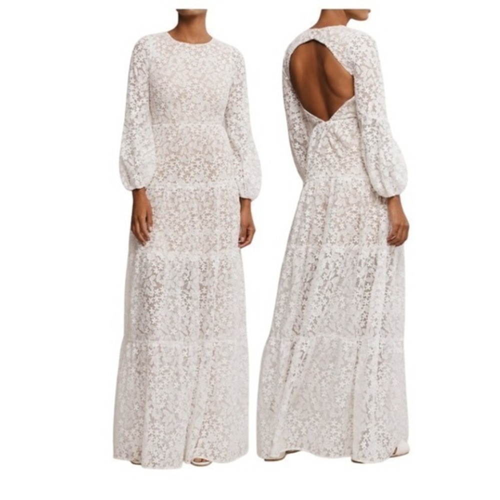 Anthropologie Women S Dress The Population Lyra Puff Sleeve Embroidered Gown NWT